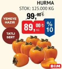 HURMA YEMEĞE HAZIR TATLI SERT KG fiyat ve kampanya bilgisi